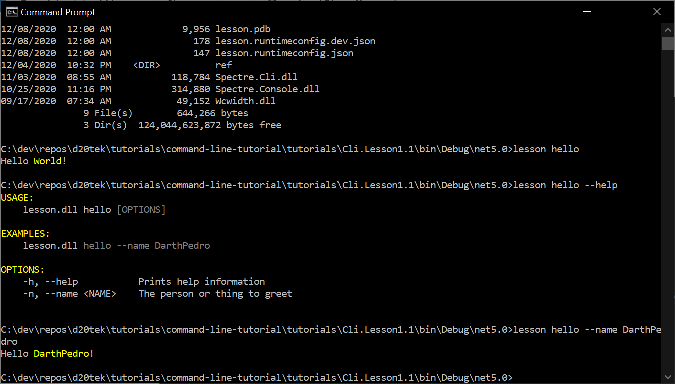 Hello Command with Name Arg