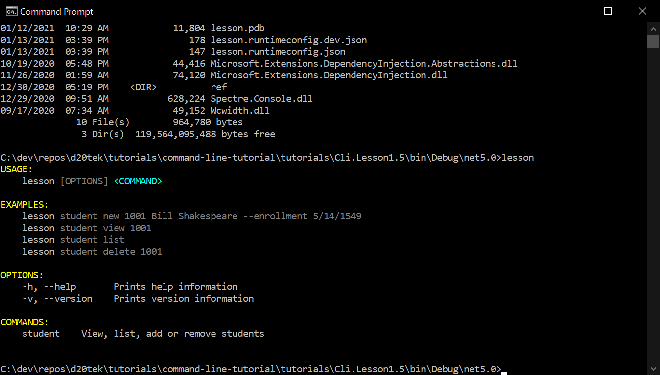 Command with DI help text
