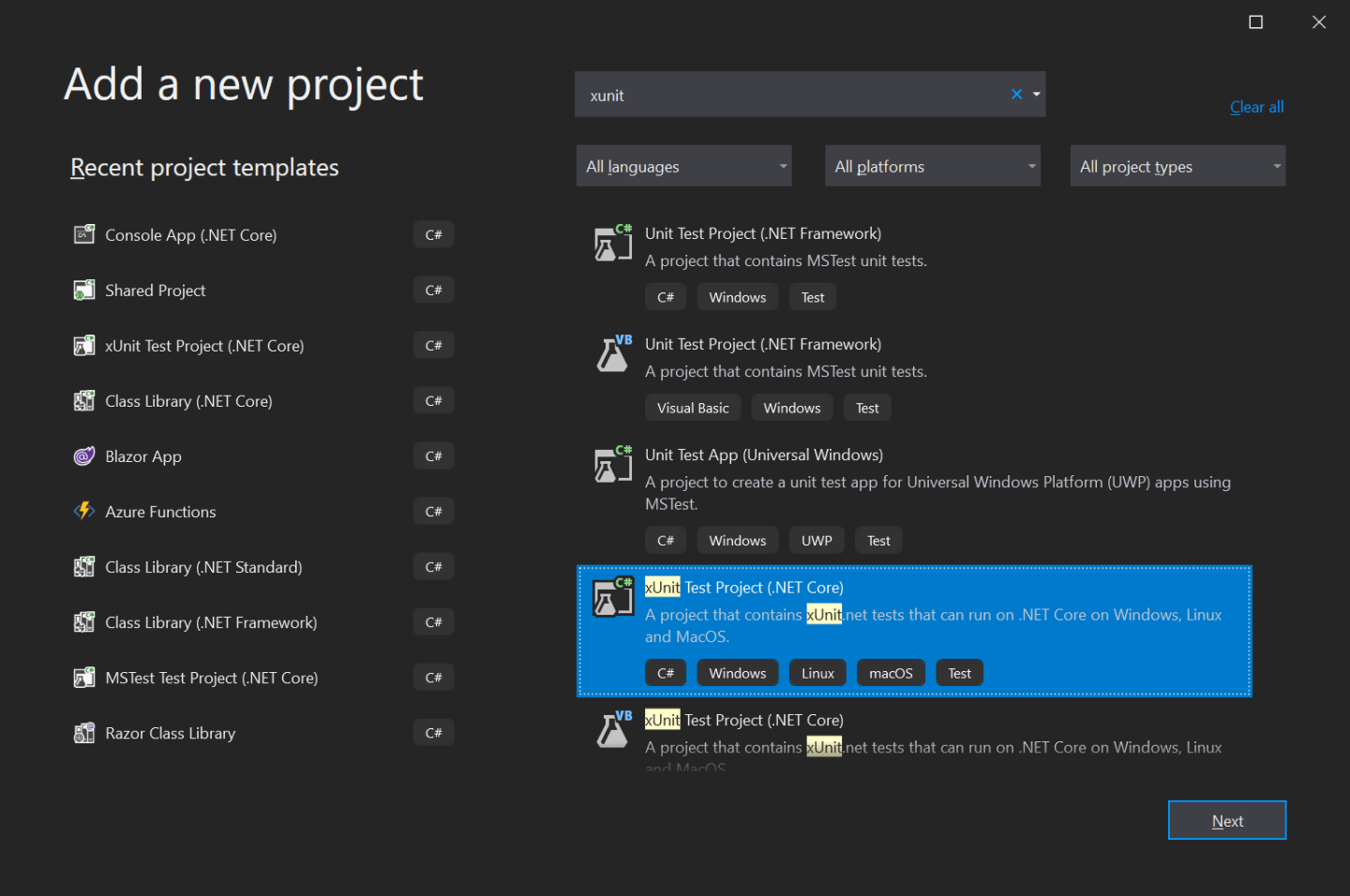 New Project Dialog
