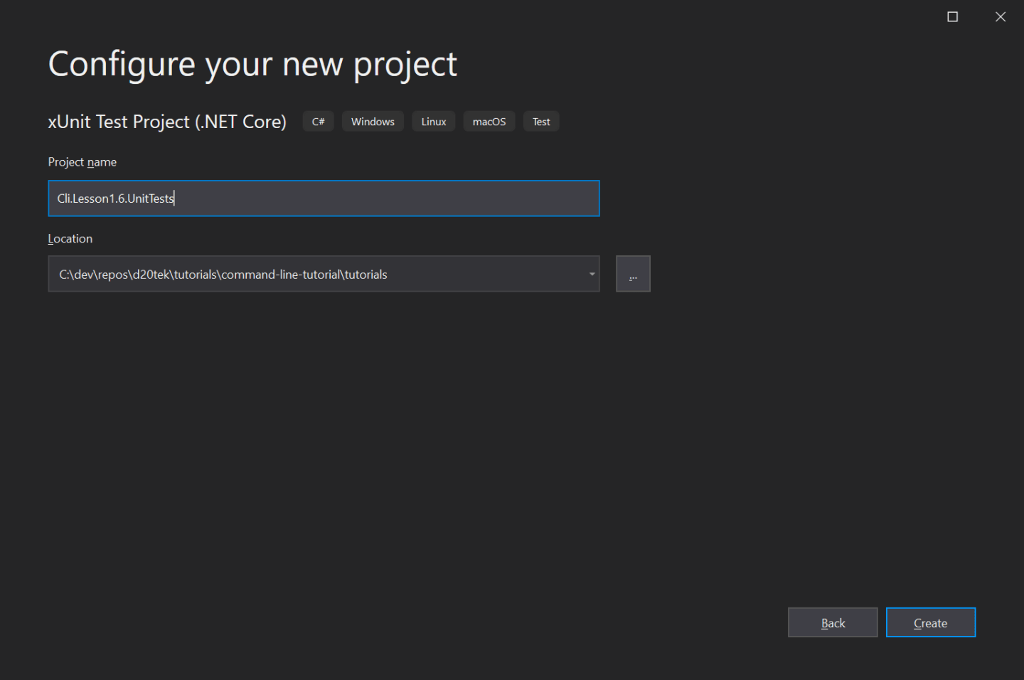 Configure new project