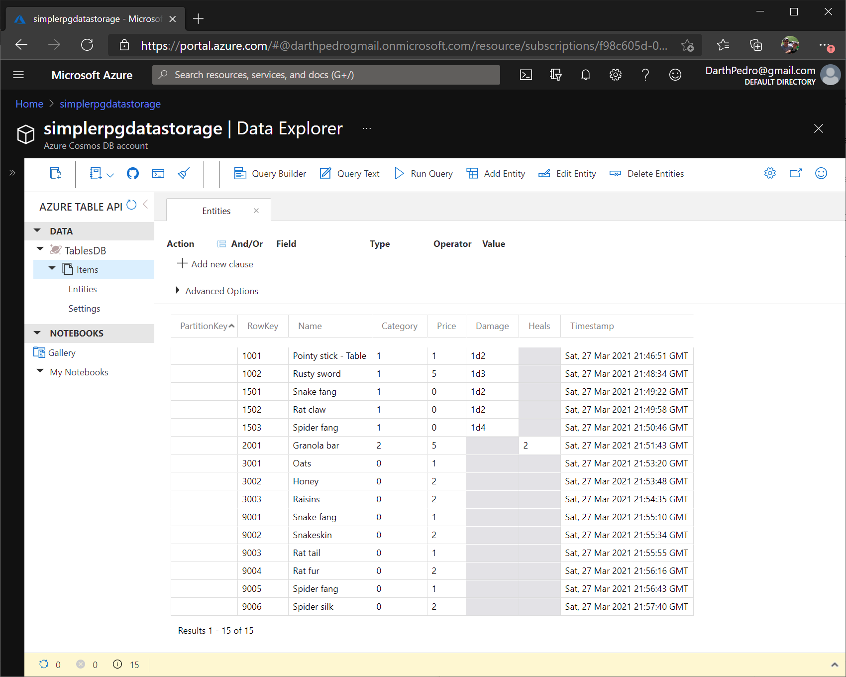 Lesson 6.5: Create Azure Tables with Game Data – DarthPedro's Blog